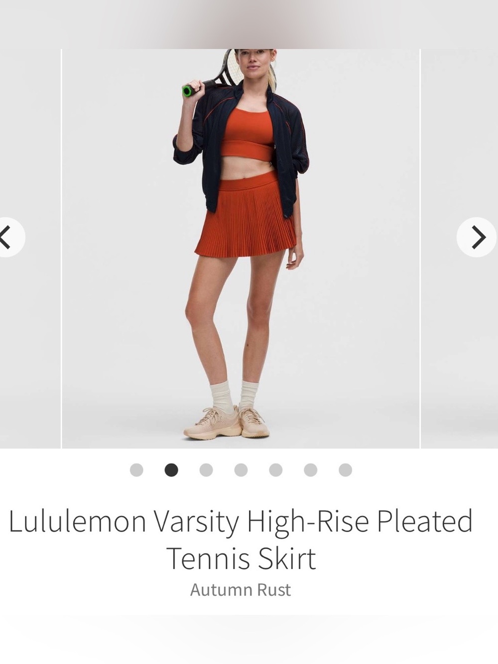 lululemon Varsity High-Rise Pleated
Tennis Skirt Size 6 Autumn Rust